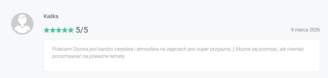 Opinia rodzica (Kaśka, 9 marca 2026) o lektorce Dorocie z portalu e-korepetycje.net — zrzut ekranu